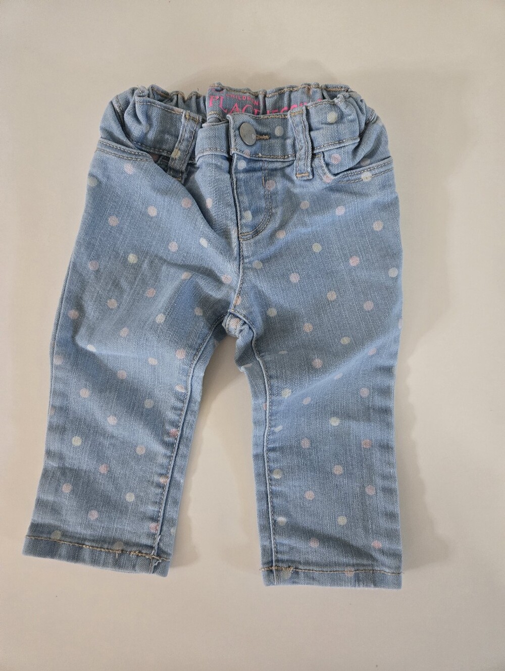 The Children’s Place Baby Girls Pink Polka Dot Blue Jeans 12-18M